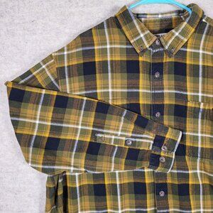 Duluth Trading Men’s 2XL‎ Long Sleeve Flannel, Relaxed Fit, Yellow & Brown